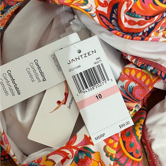 JANTZEN Beautiful Bazaar High Neck One-Piece Size 10 New - Picture 6 of 7